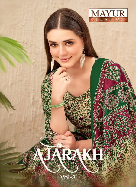 Ajarakh Vol 8 By Mayur Cotton Printed Kurti Pant With Dupatta Set Exporters In India